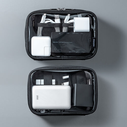ガジェットポーチ（小物入れ・クリア・四角・縦長・旅行・海外旅行・出張・収納・トラベルポーチ・整理）