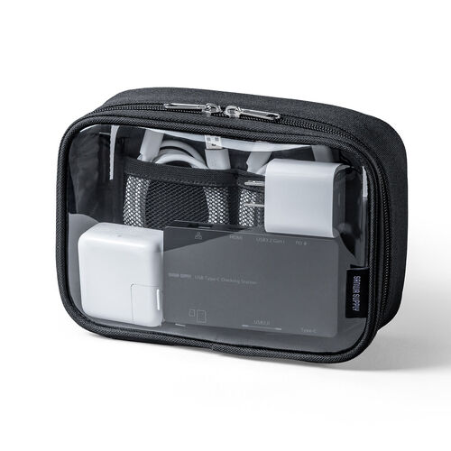 ガジェットポーチ（小物入れ・クリア・四角・縦長・旅行・海外旅行・出張・収納・トラベルポーチ・整理）