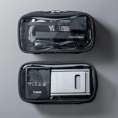 ガジェットポーチ（小物入れ・クリア・縦長・旅行・海外旅行・出張・収納・トラベルポーチ・整理）