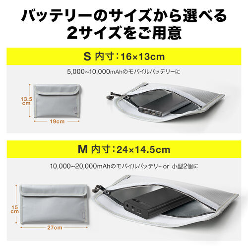 モバイルバッテリーケース（難燃性ケース・燃えにくい・防災グッズ・ガジェットポーチ・Sサイズ）