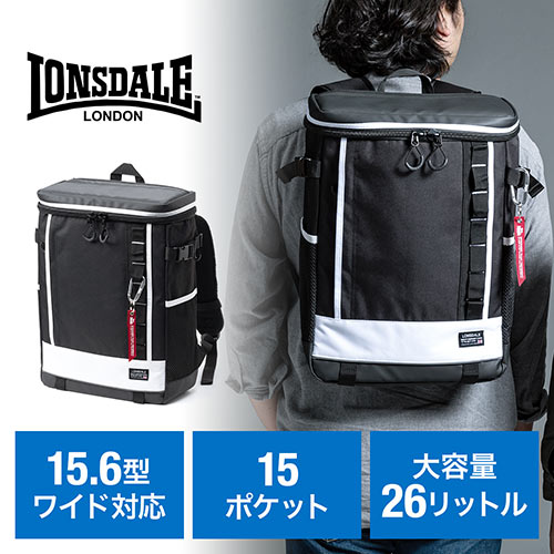 リュック（通勤・通学・ビジネス・アウトドア・A4収納・スクエア・26L・ロンズデール・ホワイト）