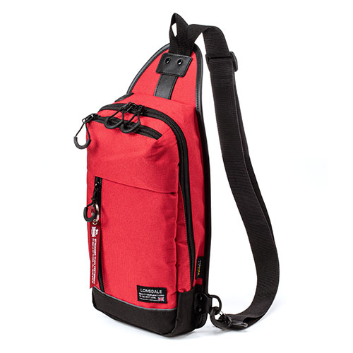 ボディバッグ（ワンショルダーバッグ・斜めがけバッグ・ワンショルダー・5ポケット・ロンズデール・レッド）