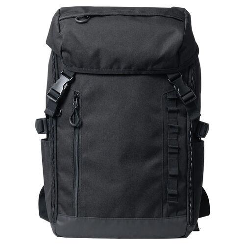 リュック（フラップ付き・ロゴレス・15.3インチ・PC収納・通学・通勤・カジュアル・多機能・メンズ・ビジネス・バックパック・大容量・24L・A4収納・ブラック）