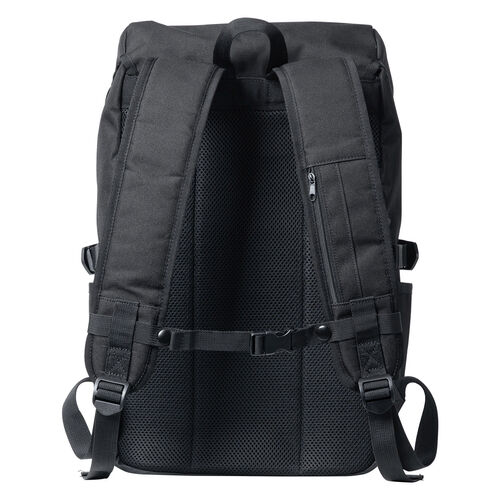 リュック（フラップ付き・ロゴレス・15.3インチ・PC収納・通学・通勤・カジュアル・多機能・メンズ・ビジネス・バックパック・大容量・24L・A4収納・ブラック）