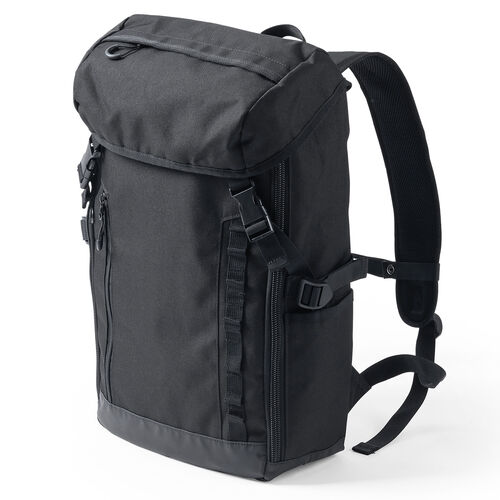 リュック（フラップ付き・ロゴレス・15.3インチ・PC収納・通学・通勤・カジュアル・多機能・メンズ・ビジネス・バックパック・大容量・24L・A4収納・ブラック）