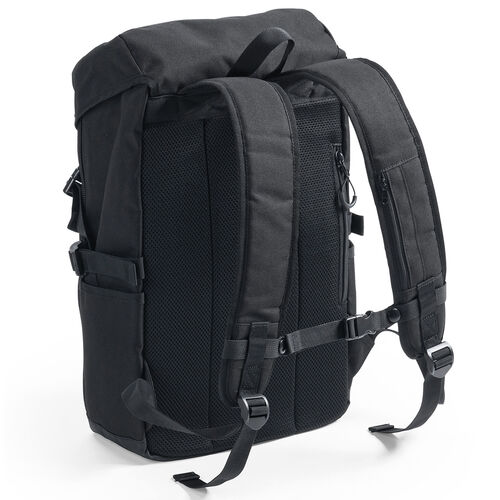 リュック（フラップ付き・ロゴレス・15.3インチ・PC収納・通学・通勤・カジュアル・多機能・メンズ・ビジネス・バックパック・大容量・24L・A4収納・ブラック）