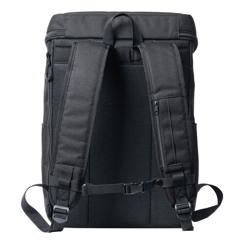 リュック（スクエア・ロゴレス・16インチ・PC収納・通学・通勤・カジュアル・多機能・メンズ・ビジネス・ボックスパック・バックパック・大容量・26L・A4収納・ブラック）