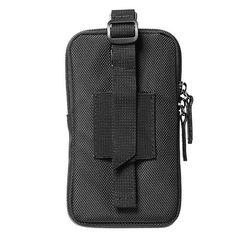 リュックベルト用スマホポーチ（ベルト取付・3通り設置可能・ブラック）