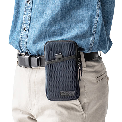 リュックベルト用スマホポーチ（ベルト取付・3通り設置可能・ブラック）