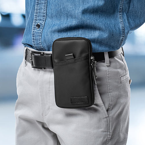 スマホポーチ（リュックベルト用・ベルト取付・3通り設置可能・耐水生地・ブラック） EZ2-BAGOP1WP