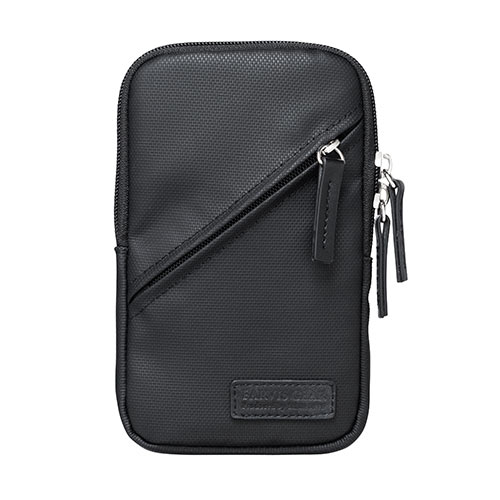 スマホポーチ（リュックベルト用・ショルダーベルト取付・6.5インチ対応・スマホケース・シングル・耐水生地・ブラック）