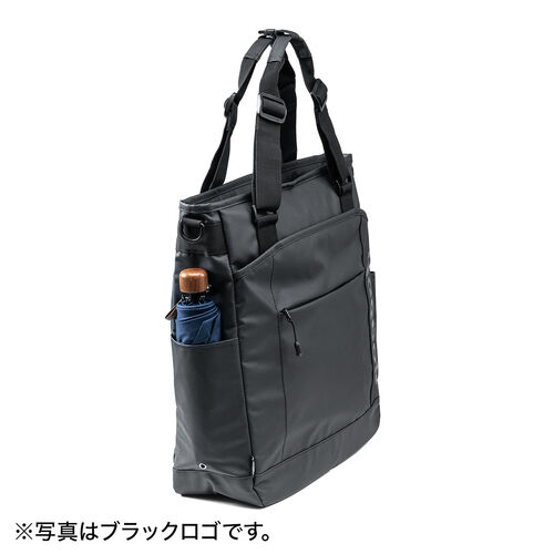 3WAYトートバッグ（Reebok・防水生地・手提げ・肩掛け・リュック・ショルダー・長さ調整・大容量20L・A4収納・ビジネストート・15.6インチPC対応・ロゴホワイト)