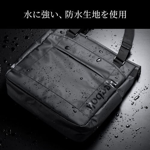 3WAYトートバッグ（Reebok・防水生地・手提げ・肩掛け・リュック・ショルダー・長さ調整・大容量20L・A4収納・ビジネストート・15.6インチPC対応・ロゴホワイト)