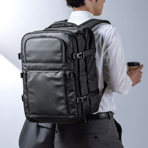 リュック（拡張・22～33リットル・大容量・16インチ・PCリュック・バックパック・出張・旅行・ビジネス・撥水・通勤・多機能・大型・メンズ・シンプル・多収納・ブラック）