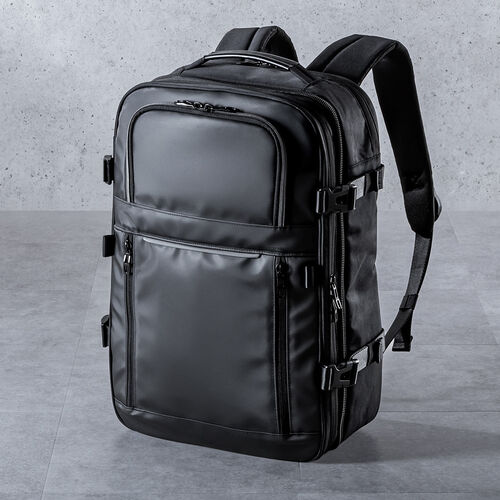 リュック（拡張・22～33リットル・大容量・16インチ・PCリュック・バックパック・出張・旅行・ビジネス・撥水・通勤・多機能・大型・メンズ・シンプル・多収納・ブラック）