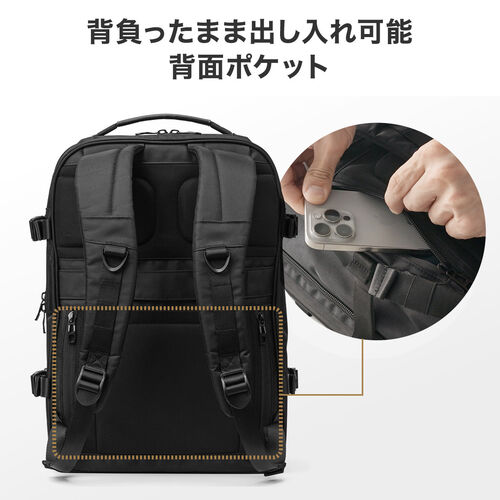 リュック（拡張・22～33リットル・大容量・16インチ・PCリュック・バックパック・出張・旅行・ビジネス・撥水・通勤・多機能・大型・メンズ・シンプル・多収納・ブラック）