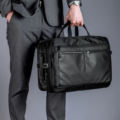 3WAYビジネスバッグ（拡張・26～39リットル・大容量・16インチ・PCバッグ・バックパック・ショルダー・手提げ・出張・撥水・通勤・多機能・大型・メンズ・シンプル・多収納・ブラック）