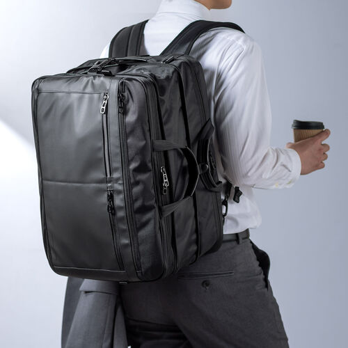 3WAYビジネスバッグ（拡張・26～39リットル・大容量・16インチ・PCバッグ・バックパック・ショルダー・手提げ・出張・撥水・通勤・多機能・大型・メンズ・シンプル・多収納・ブラック）