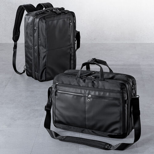3WAYビジネスバッグ（拡張・26～39リットル・大容量・16インチ・PCバッグ・バックパック・ショルダー・手提げ・出張・撥水・通勤・多機能・大型・メンズ・シンプル・多収納・ブラック）