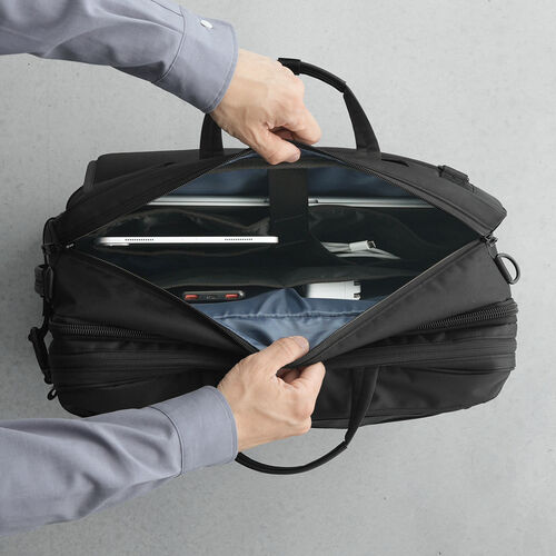 3WAYビジネスバッグ（拡張・26～39リットル・大容量・16インチ・PCバッグ・バックパック・ショルダー・手提げ・出張・撥水・通勤・多機能・大型・メンズ・シンプル・多収納・ブラック）