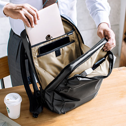 ビジネスリュック バックパック 軽量  耐水 通勤 自転車 SPACE-WING コーデュラ 14L　ブラック