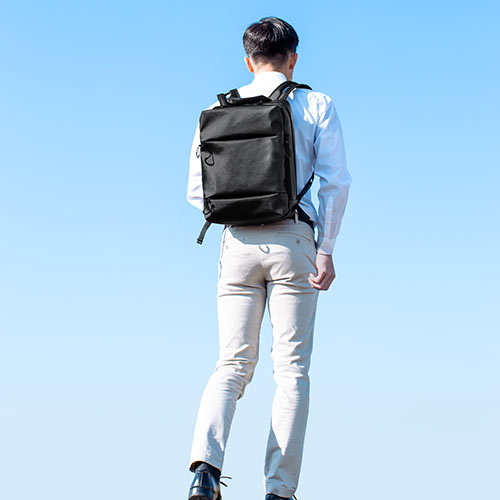 ビジネスリュック バックパック 軽量  耐水 通勤 自転車 SPACE-WING コーデュラ 22L　ブラック