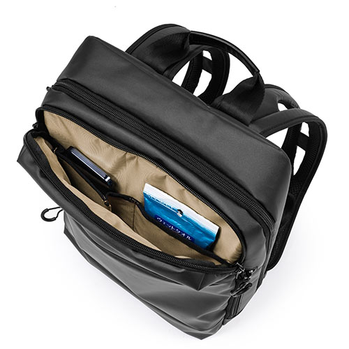 ビジネスリュック バックパック 軽量  耐水 通勤 自転車 SPACE-WING コーデュラ 22L　ブラック