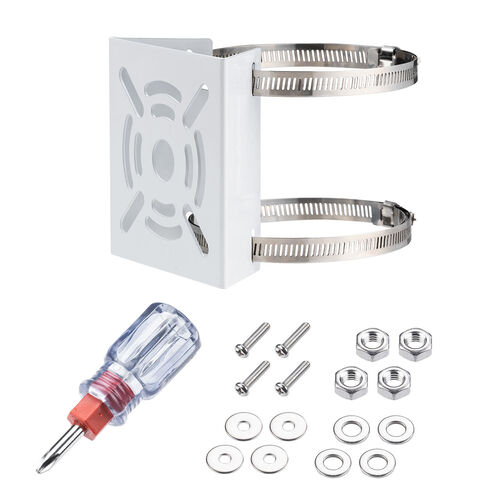 カメラ取付金具（防犯カメラ取付・センサーライト・ミラー・円柱・ポール用・ダミーカメラ・監視カメラ・接続金具・止め金具・連結金具・ドライバー付属）