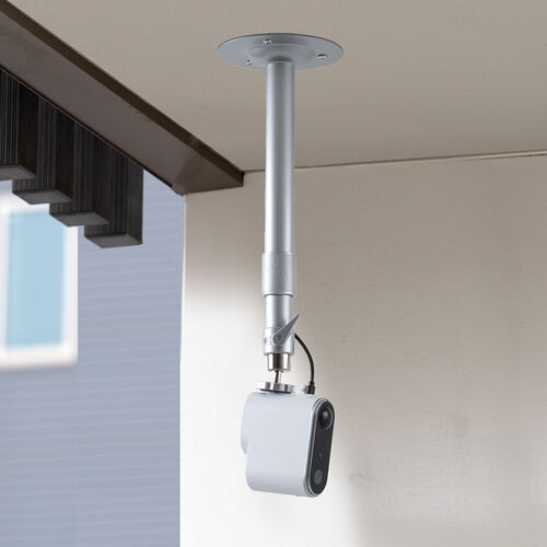 防犯カメラスタンド（長さ伸縮タイプ・32.8～51.5cm・ストレート・カメラ用ブラケット・カメラマウント・壁面固定・天井取付）