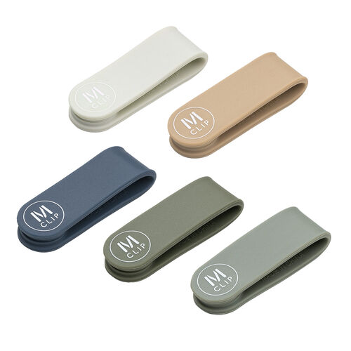 万能クリップ（5色セット・マグネット・クリップ・くすみカラー・シリコン製・ケーブルホルダー・磁石・ピン・メモ・冷蔵庫）