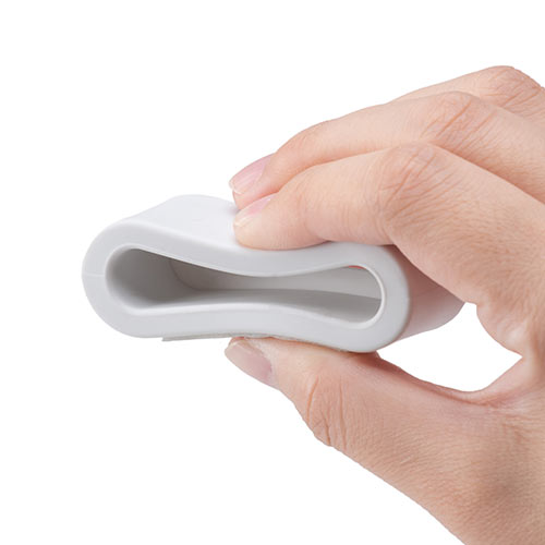 ケーブルホルダー（ケーブルアクセサリ・コードホルダー・ケーブル落下防止・シリコン製・テープ貼り付け・2個入り・ホワイト）