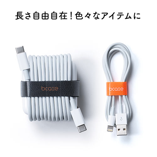 ケーブルタイ（結束バンド・手で裂く・ちぎる・ケーブルアクセサリ・ケーブルまとめ・3ｍ・オレンジ）