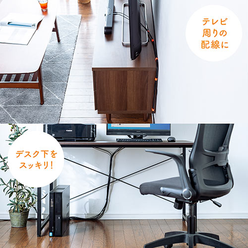 ケーブルタイ（結束バンド・手で裂く・ちぎる・ケーブルアクセサリ・ケーブルまとめ・3ｍ・オレンジ）