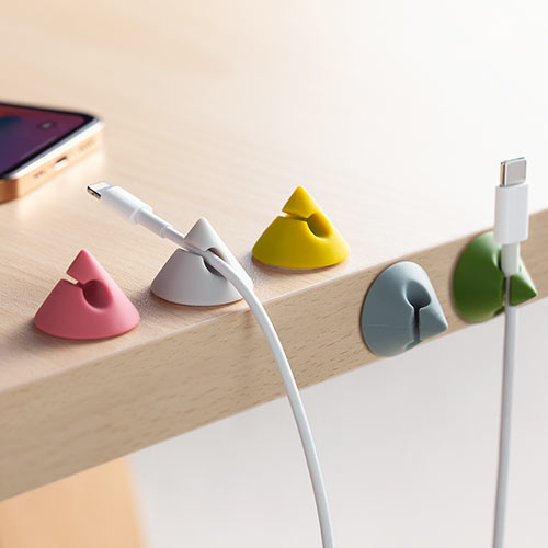 ケーブルホルダー（コードクリップ・ケーブル落下防止・シリコン・5色入り）