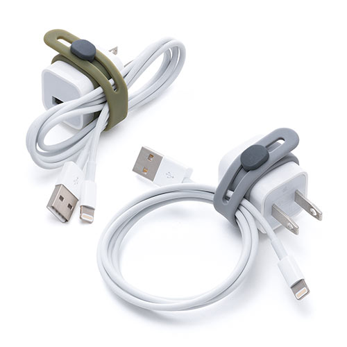 ケーブルゴムバンド（結束バンド ケーブルバンド ケーブルアクセサリ グレー/カーキ各1個入り）