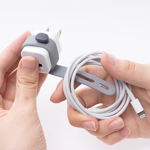 ケーブルゴムバンド（結束バンド ケーブルバンド ケーブルアクセサリ グレー/カーキ各1個入り）