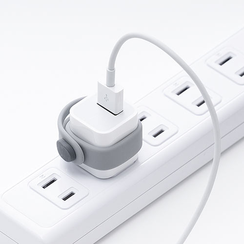 ケーブルゴムバンド（結束バンド ケーブルバンド ケーブルアクセサリ グレー/カーキ各1個入り）