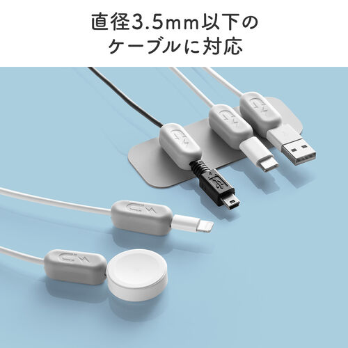 ケーブルホルダー（マグネット・固定・2個セット・ケーブルクリップ・ケーブル収納・コード・整理・配線・まとめる・磁石・便利グッズ・ホルダー10個・ベース2個入り・ブラック）