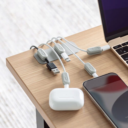 ケーブルホルダー（マグネット・固定・2個セット・ケーブルクリップ・ケーブル収納・コード・整理・配線・まとめる・磁石・便利グッズ・ホルダー10個・ベース2個入り・グレー）