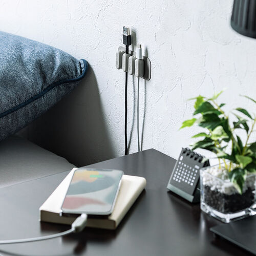 ケーブルホルダー（マグネット・固定・2個セット・ケーブルクリップ・ケーブル収納・コード・整理・配線・まとめる・磁石・便利グッズ・ホルダー10個・ベース2個入り・グレー）