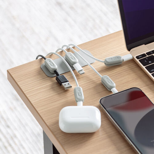 マグネットケーブルホルダー（磁石式ホルダー5個入り・両面テープ固定・ケーブル落下防止・グレー）