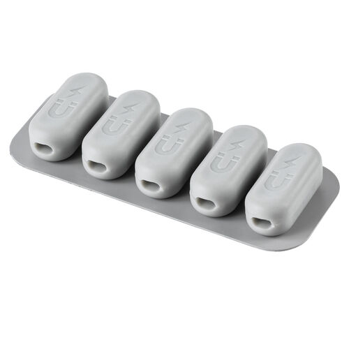 マグネットケーブルホルダー（磁石式ホルダー5個入り・両面テープ固定・ケーブル落下防止・グレー）