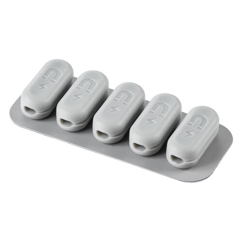 マグネットケーブルホルダー（磁石式ホルダー5個入り・両面テープ固定・ケーブル落下防止・グレー）