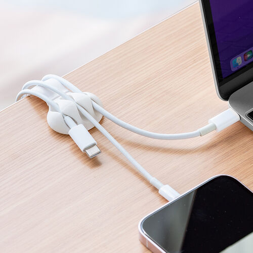 クリップ式ケーブルホルダー（テープ不要・挟み込み式・ケーブルアクセサリ・ケーブルクリップ・2個入り・ホワイト）