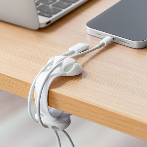 クリップ式ケーブルホルダー（テープ不要・挟み込み式・ケーブルアクセサリ・ケーブルクリップ・2個入り・ホワイト）