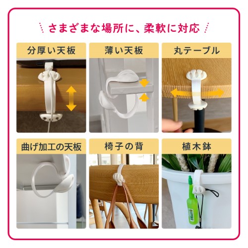 クリップ式ケーブルホルダー（テープ不要・挟み込み式・ケーブルアクセサリ・ケーブルクリップ・2個入り・ホワイト）