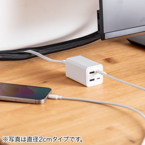 ケーブルスリーブ（Sサイズ・直径1.3cm・長さ5m・フリーカット・耐摩擦性・ペット噛み防止・配線・編組・ケーブルカバー・ケーブル収納）