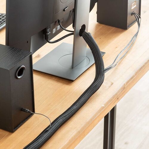 ケーブルスリーブ（Mサイズ・直径2cm・長さ5m・フリーカット・耐摩擦性・ペット噛み防止・配線・編組・ケーブルカバー・ケーブル収納）