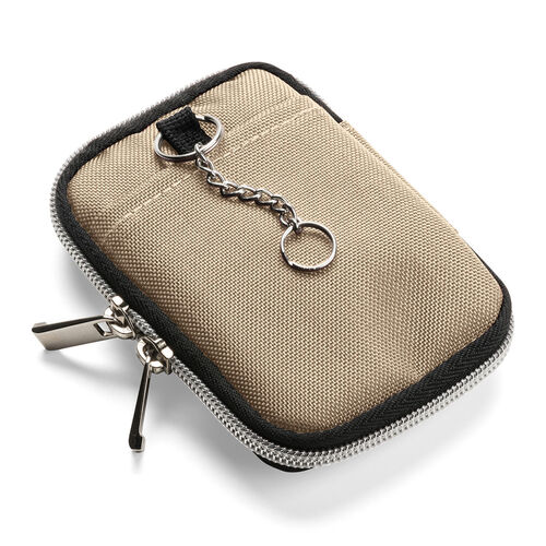 スマートキーケース（鍵・スマートキー・2個収納・カード2枚収納・外側ポケット・キーリング付き・ベージュ）