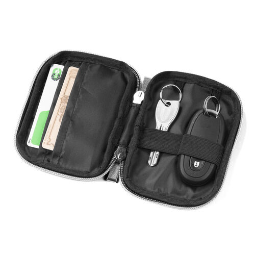 スマートキーケース（鍵・スマートキー・2個収納・カード2枚収納・外側ポケット・キーリング付き・カーキ）